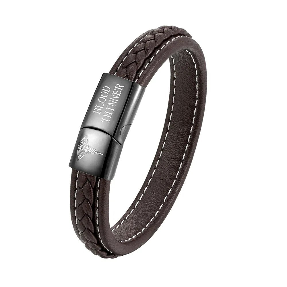 Roestvrij stalen heren ID armband met medisch symbool. Duurzaam en van levensbelang.
