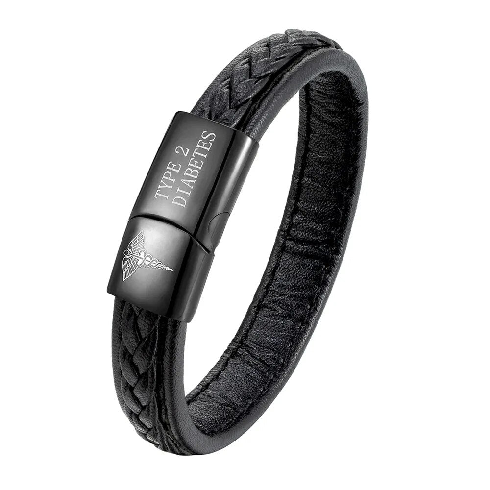 Roestvrij stalen ID armband voor mannen met medische aandoening. Sterk, duurzaam en stijlvol.