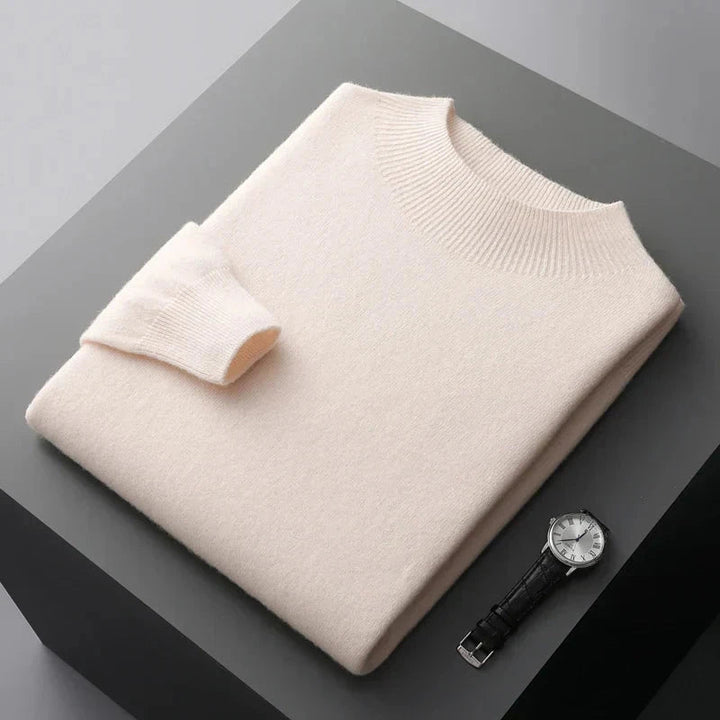 Grijze heren mock neck sweater. Een stijlvolle en comfortabele keuze voor dagelijks gebruik of wintermode.