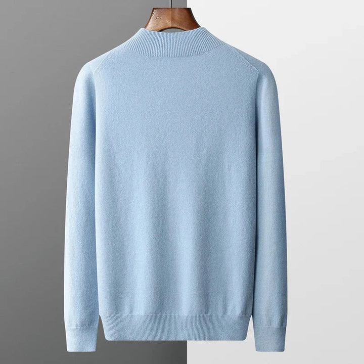 Klassieke heren trui met opstaande kraag (mock neck). Elegante, comfortabele mode voor elke gelegenheid.