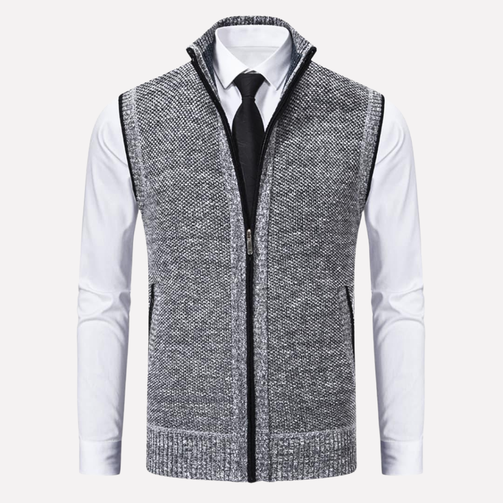 Comfortabel herenvest zonder mouwen met volledige rits, perfect voor veelzijdige laagjes.