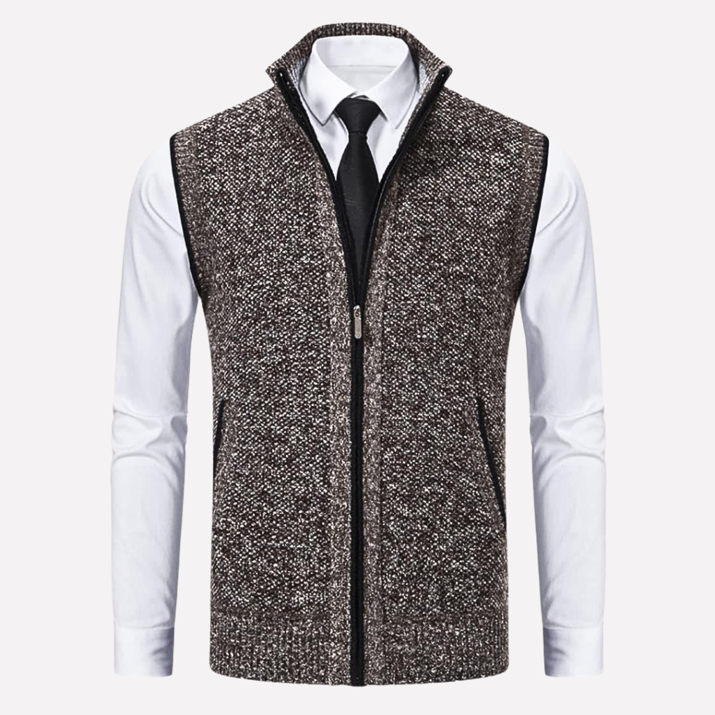 Veelzijdig heren mouwloos vest met rits, perfect voor casual comfort en elke outfit.