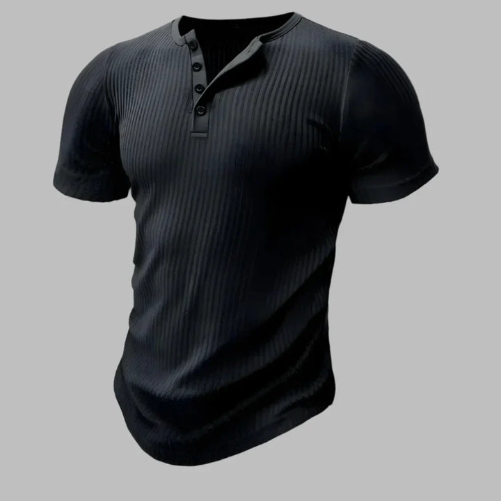 Comfortabel heren slim-fit Henley shirt voor dagelijks gebruik of sport. Ademend, zacht materiaal. Stijlvolle zomer t-shirt.