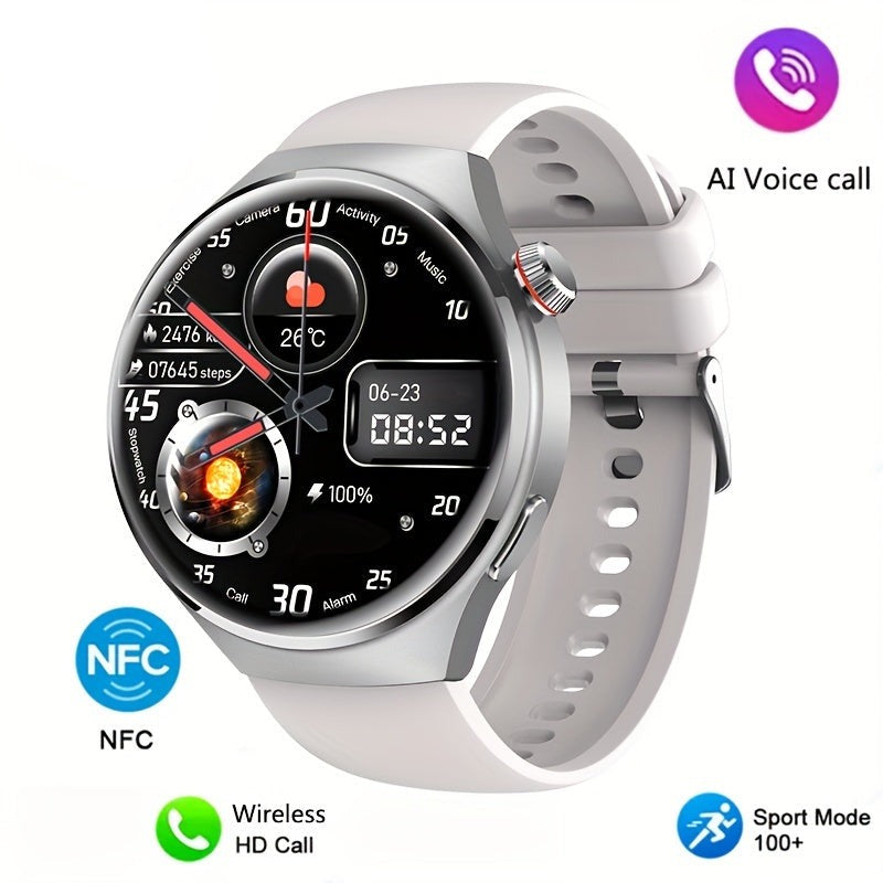 Zijkant van de Orion heren NFC smartwatch; waterdicht, met comfortabele band en geavanceerde sensoren.