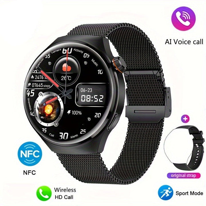 Heren NFC Smartwatch Orion elegant om de pols; een modern horloge voor tech-liefhebbers en sporters.