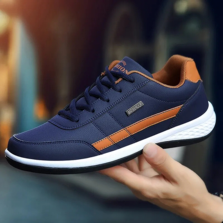 Comfortabele leren orthopedische wandelschoenen voor heren, met stevige rubberzool voor optimale voetondersteuning.