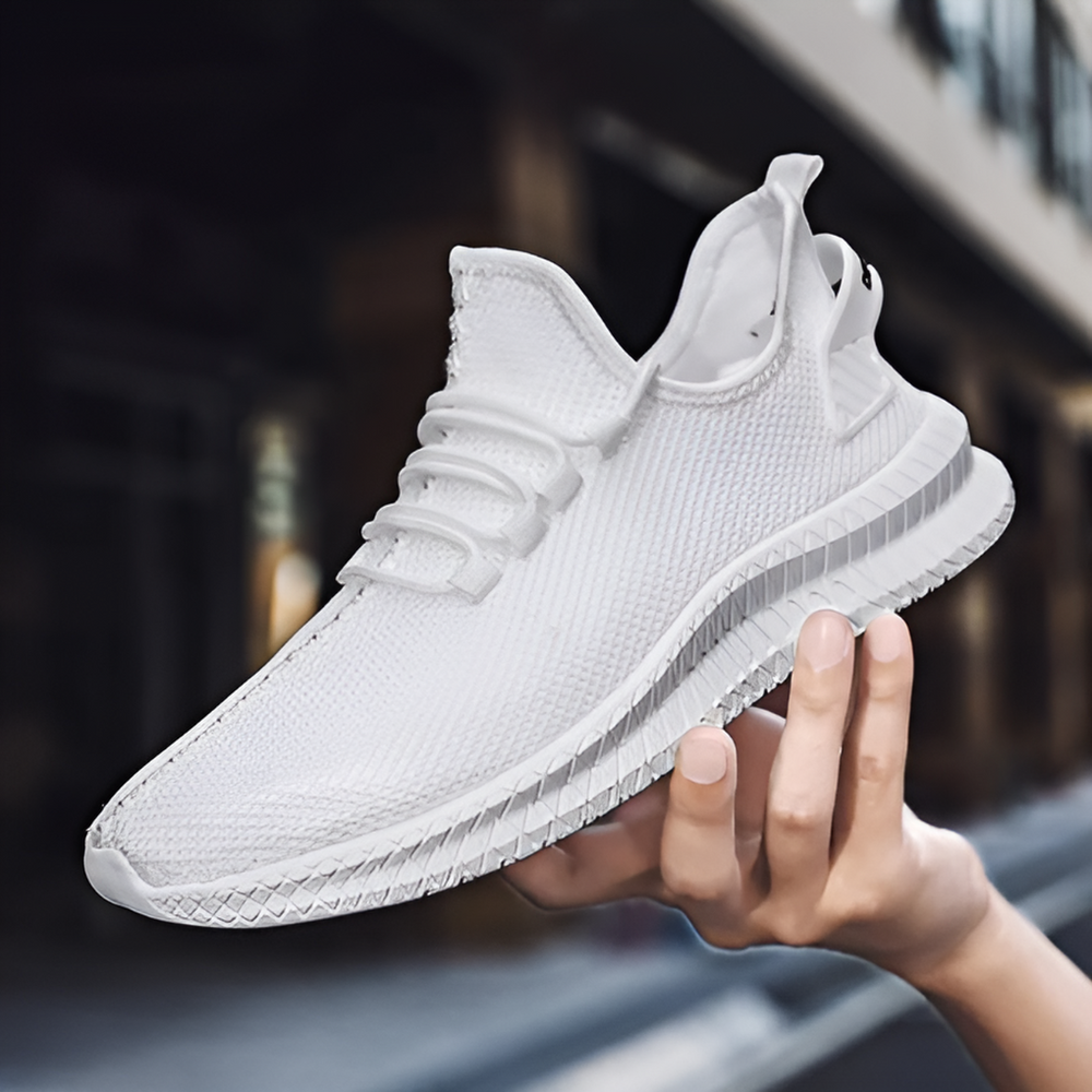 Ademende heren comfortschoenen van synthetisch leer en mesh. Lichtgewicht, met orthopedische voetondersteuning.