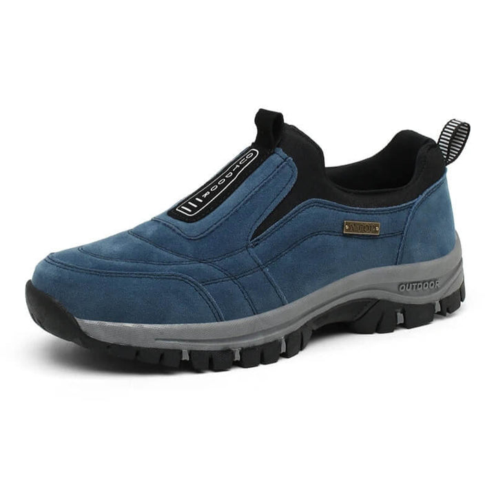 Heren orthopedische wandelschoenen, grijs, bieden maximaal comfort en voetondersteuning voor dagelijks gebruik.