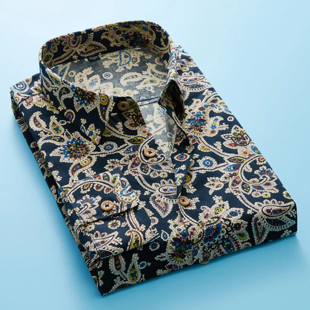 Trendy heren overhemd Florado met stijlvolle bloemenprint en korte mouwen voor een casual zomerlook.