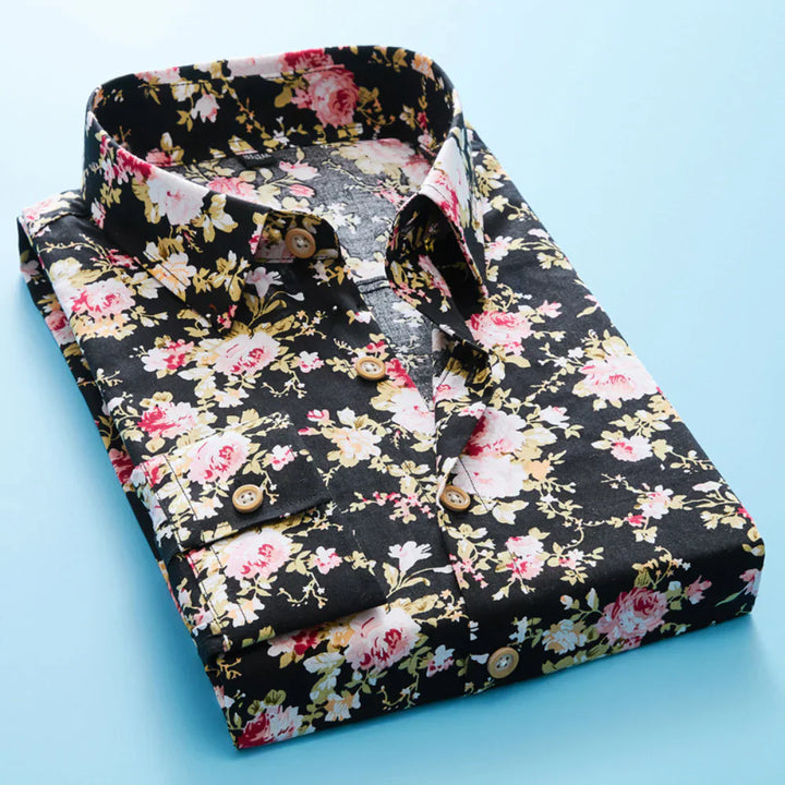 Stijlvol heren overhemd met kleurrijke bloemenprint, korte mouwen en regular fit, ideaal voor mannen mode.