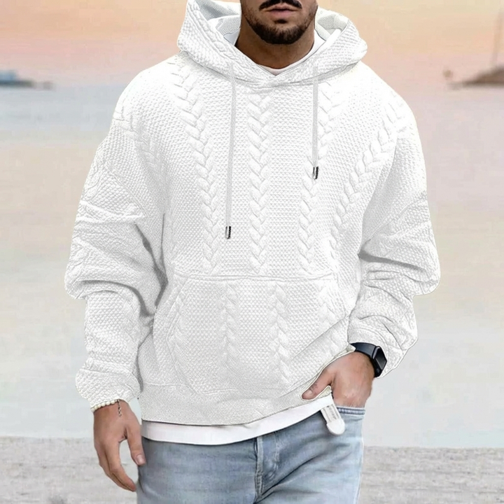 Ruime kangoeroezak op een stijlvolle heren oversized hoodie, functioneel voor dagelijkse casual kleding.