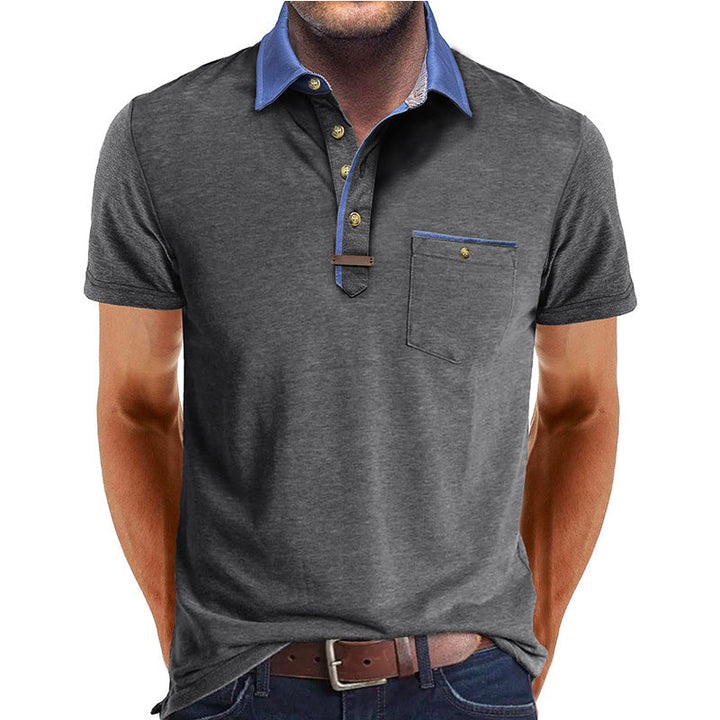 Heren polo korte mouw met contrasterende kraag in regular fit