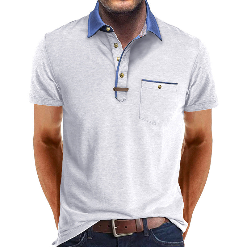 Casual heren polo met korte mouw en handige borstzak
