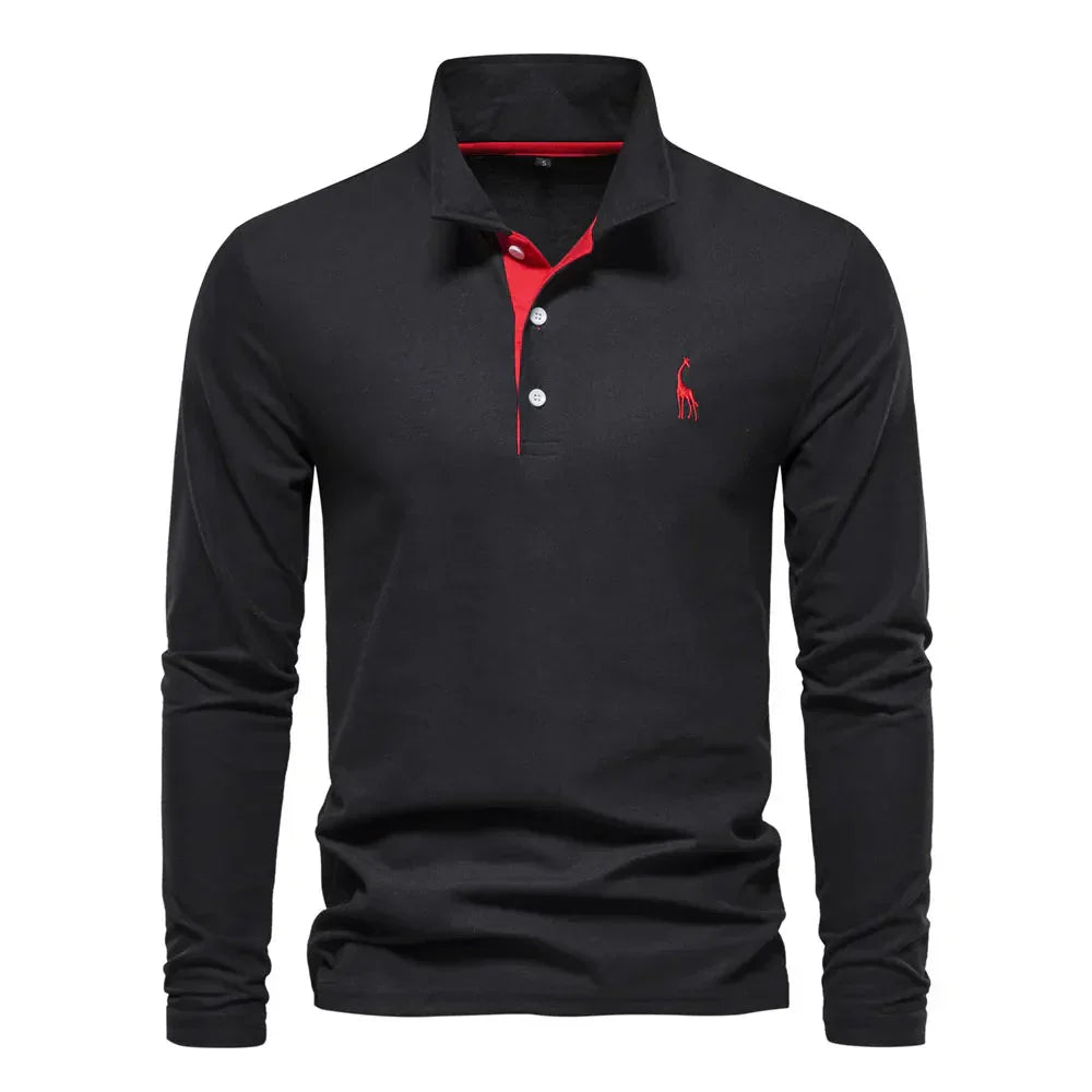 Heren polo met lange mouwen, klassiek en stijlvol. Ideaal voor casual kleding in de herfst/winter.