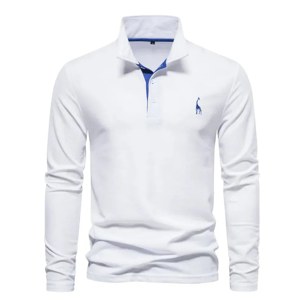 Comfortabel heren poloshirt met lange mouwen en subtiel borduursel. Perfect voor veelzijdige outfits.