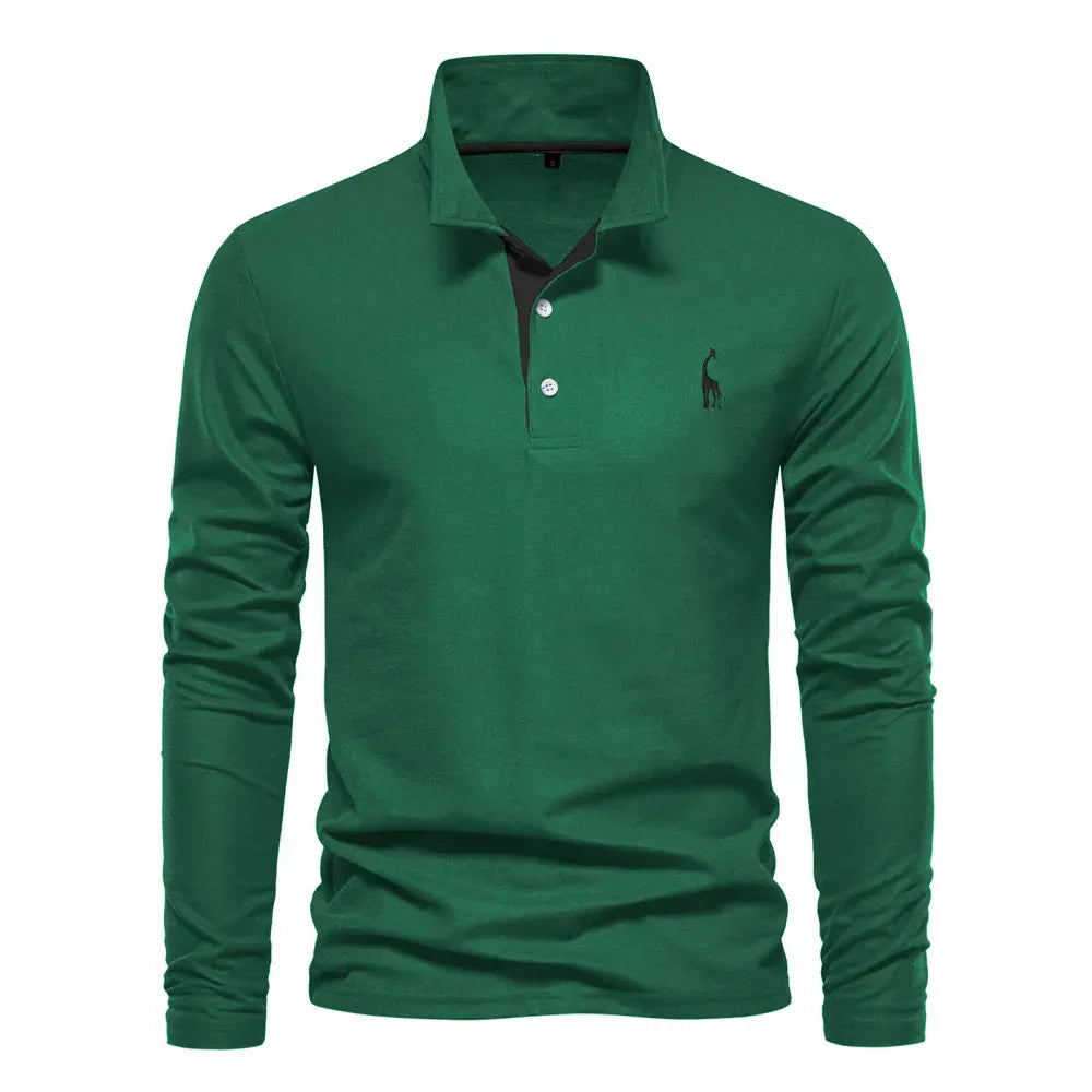 Klassiek heren poloshirt met lange mouwen, veelzijdig en comfortabel. Essentieel item voor je kledingcollectie.