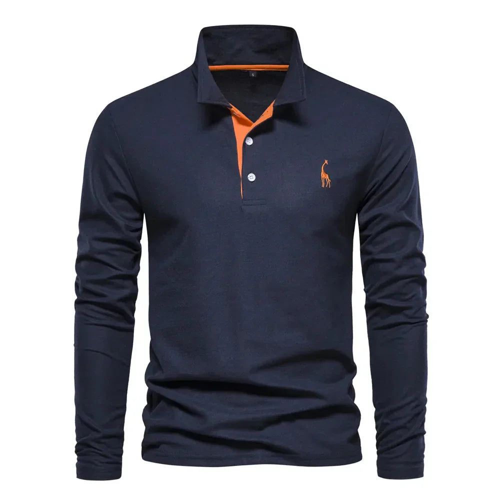 Casual heren polo met lange mouwen, stijlvol en comfortabel. Een must-have voor de herfstgarderobe.