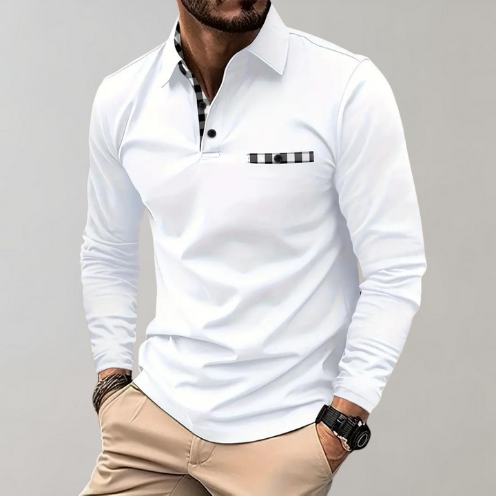 Casual smart heren polo lange mouw Oliver, voor een moeiteloze stijl.