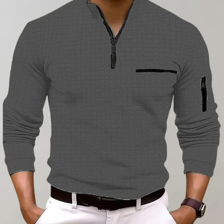 Hoymans heren polo met rits, casual en modern. Comfortabele herenmode voor lente/zomer.