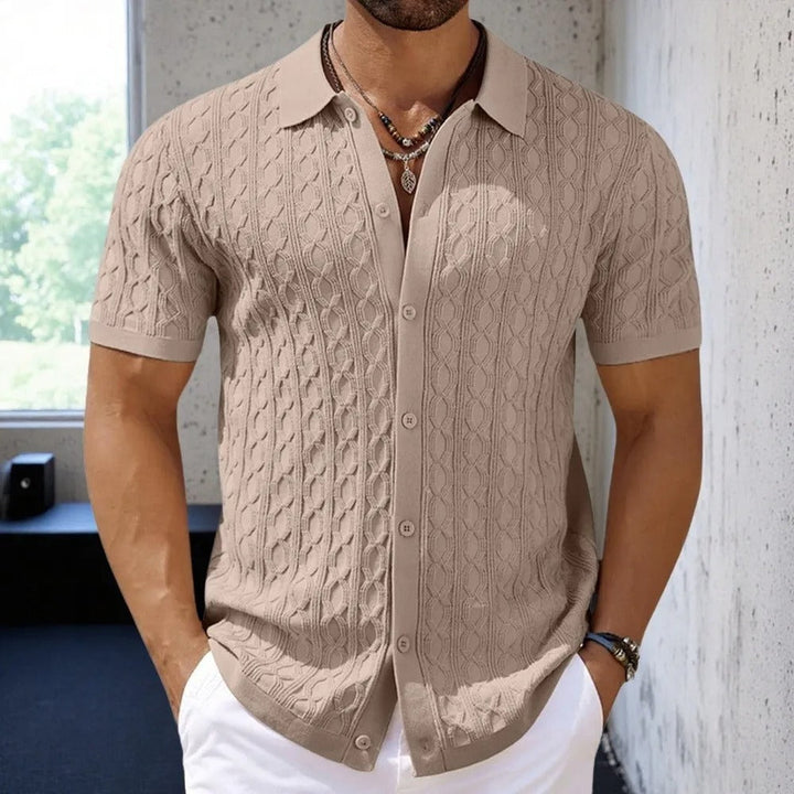Stijlvol heren polo shirt met knoopsluiting, comfortabel voor casual outfits en vrije tijd.
