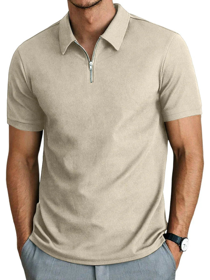 Stijlvol heren poloshirt met ritssluiting in khaki