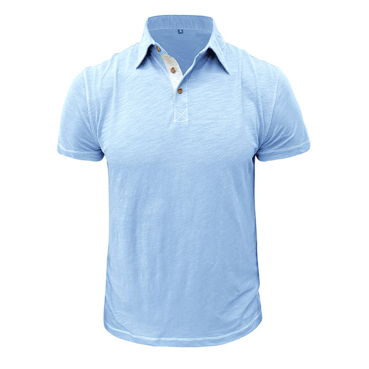 Achteraanzicht heren poloshirt, effen design comfortabele heren polo.