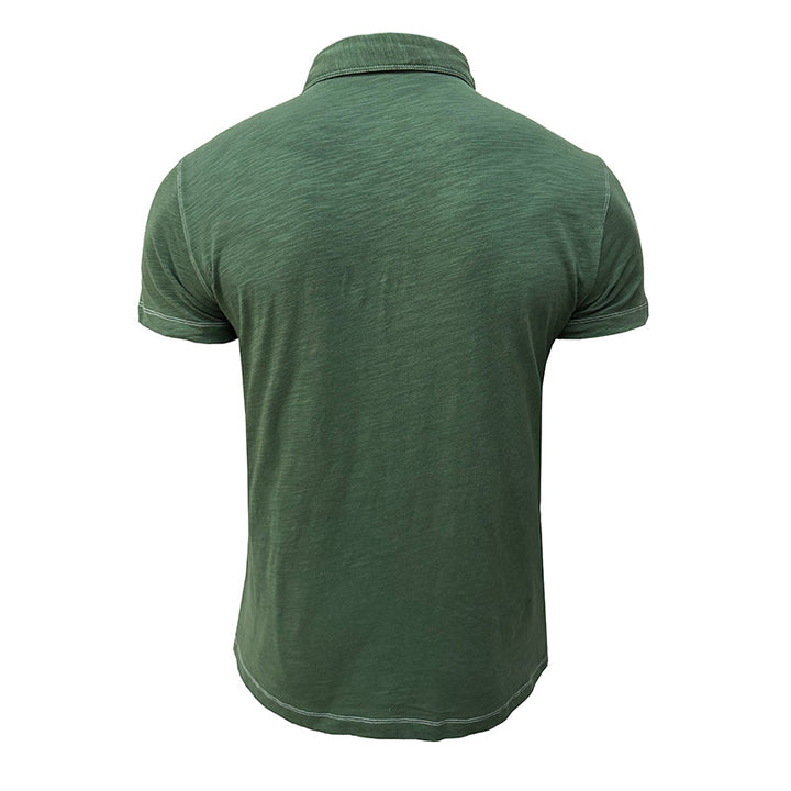 Kraag van heren poloshirt, detail van de zachte katoenen Matteo polo.