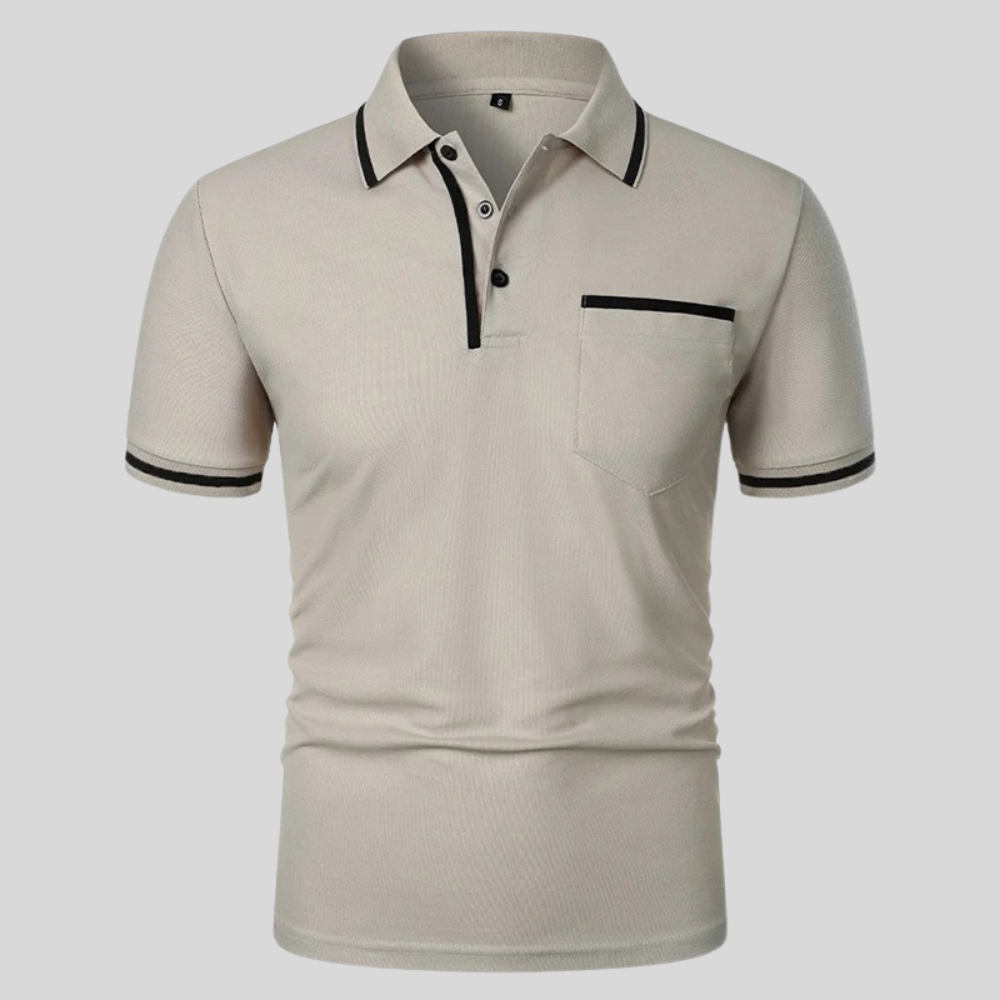 Heren poloshirt met korte mouwen en borstzak, ideaal voor zomerse dagen. Comfortabel en stijlvol.