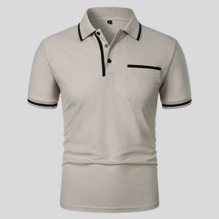 Heren poloshirt met korte mouwen en borstzak, ideaal voor zomerse dagen. Comfortabel en stijlvol.