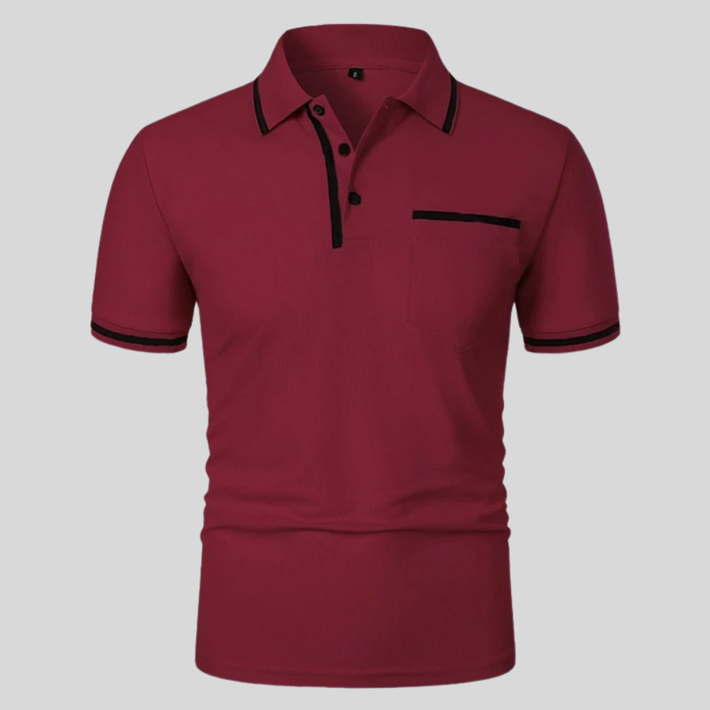 Zomers heren poloshirt met korte mouwen en borstzak. Combineert comfort met stijlvolle eenvoud.