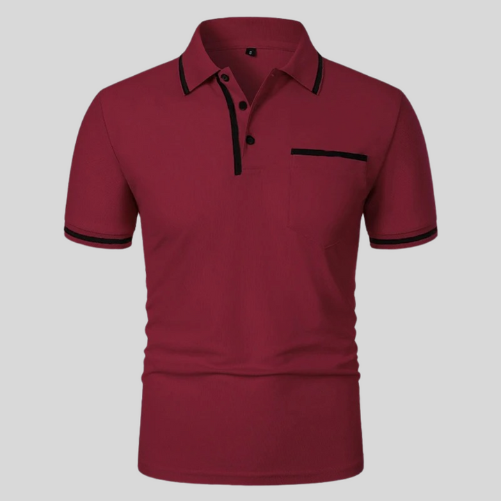 Zomers heren poloshirt met korte mouwen en borstzak. Combineert comfort met stijlvolle eenvoud.