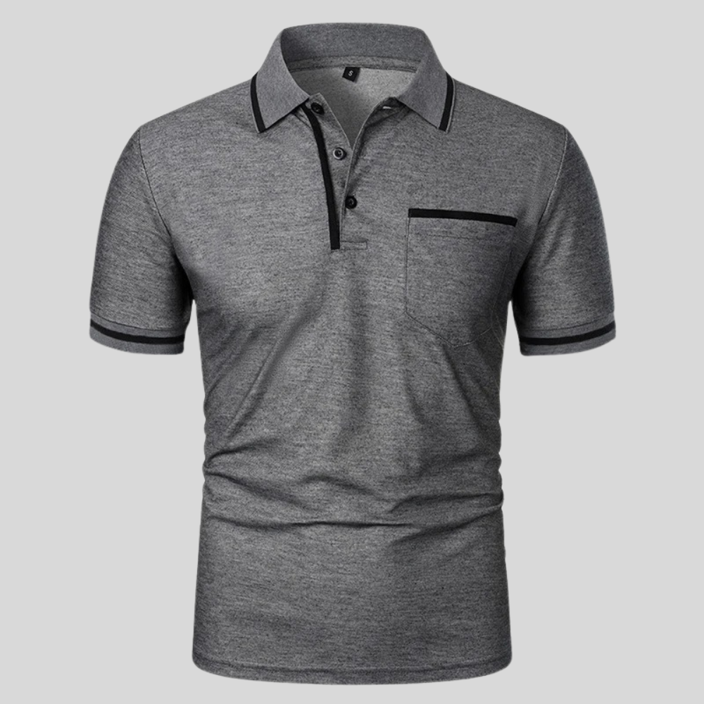 Hoogwaardig heren poloshirt, korte mouwen en borstzak. Comfortabele bovenkleding voor mannen.
