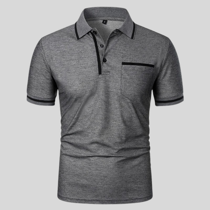 Hoogwaardig heren poloshirt, korte mouwen en borstzak. Comfortabele bovenkleding voor mannen.