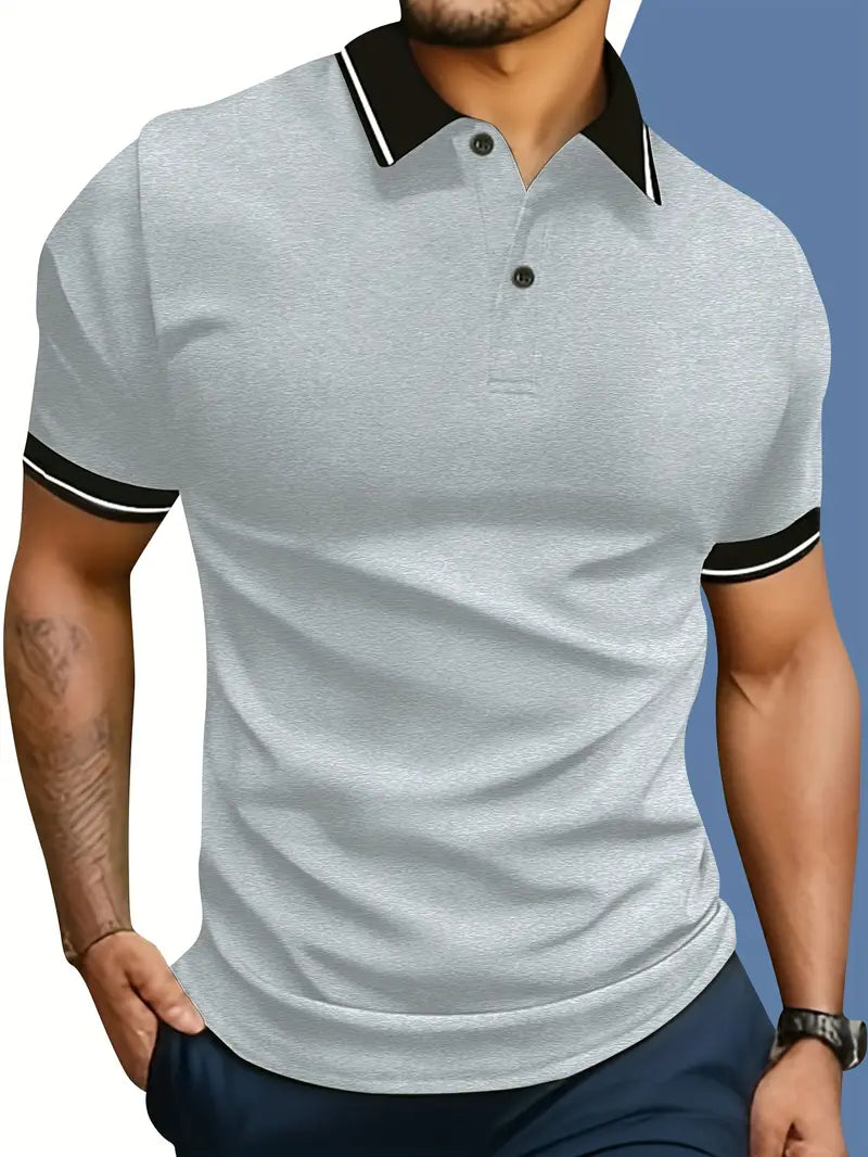 Stijlvol heren poloshirt met regular fit, contrasterende accenten; perfect voor vrijetijd.
