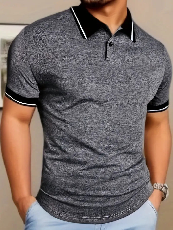 Modebewust heren poloshirt, casual shirt met contrasterende bies, perfect voor elke man.