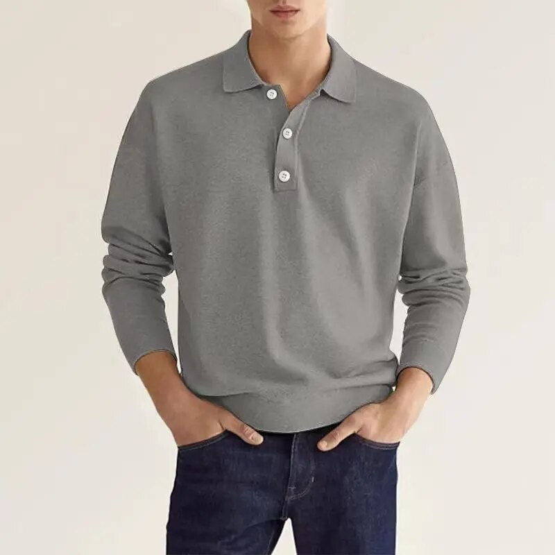 Heren poloshirt met lange mouwen, comfortabel en stijlvol, ideaal voor veelzijdige mannenmode en een casual look.