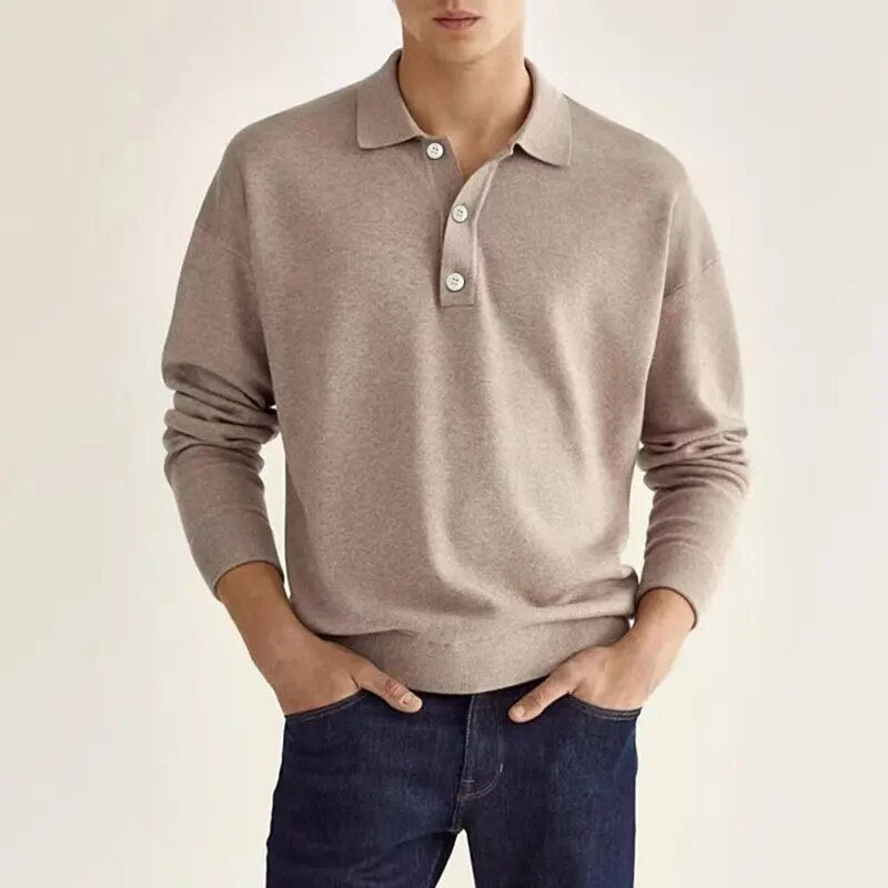 Elegant heren poloshirt lange mouwen, perfect voor zowel casual als stijlvolle gelegenheden, een veelzijdig shirt.