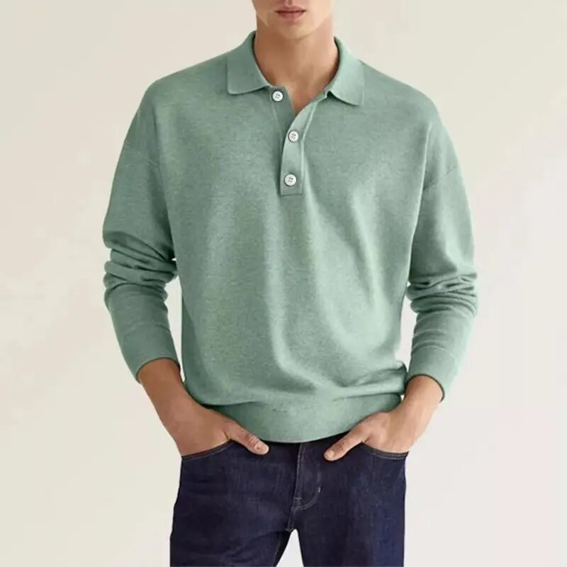 Comfortabel heren poloshirt met lange mouwen, zacht en ademend materiaal voor optimaal draagcomfort, stijlvol.