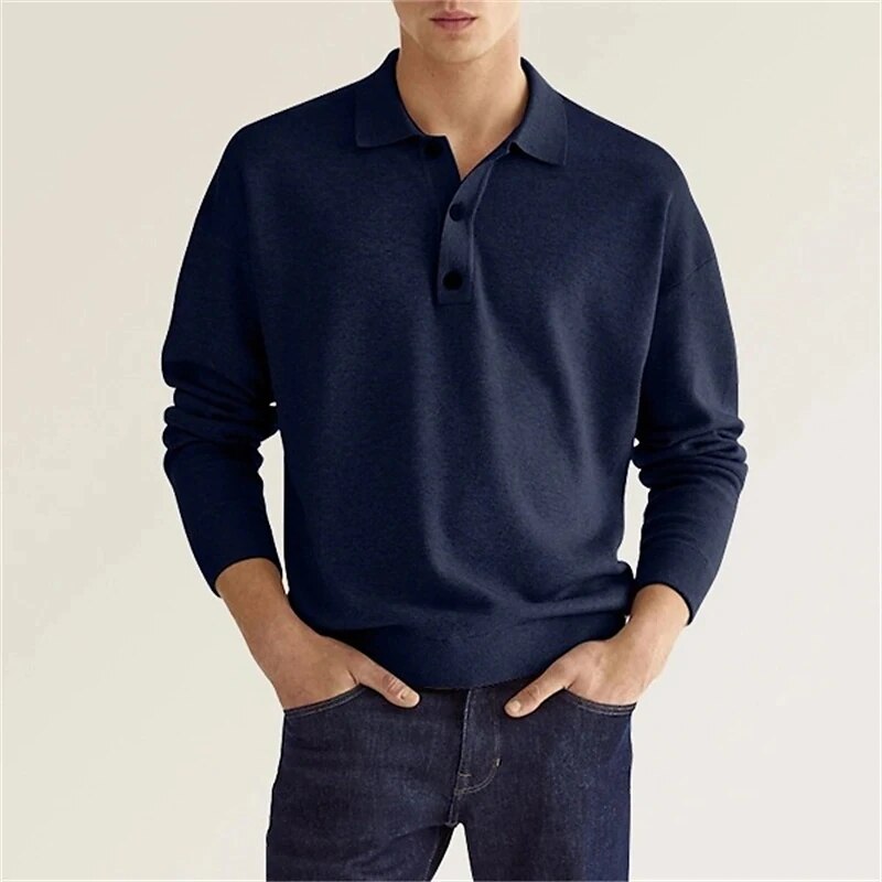 Stijlvol heren poloshirt met lange mouwen, een tijdloos design dat comfort en klasse combineert voor mannen.