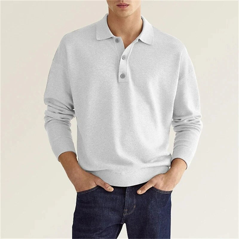 Heren poloshirt met lange mouwen, combineert functionaliteit en stijl, ideaal als comfortabel casual shirt.