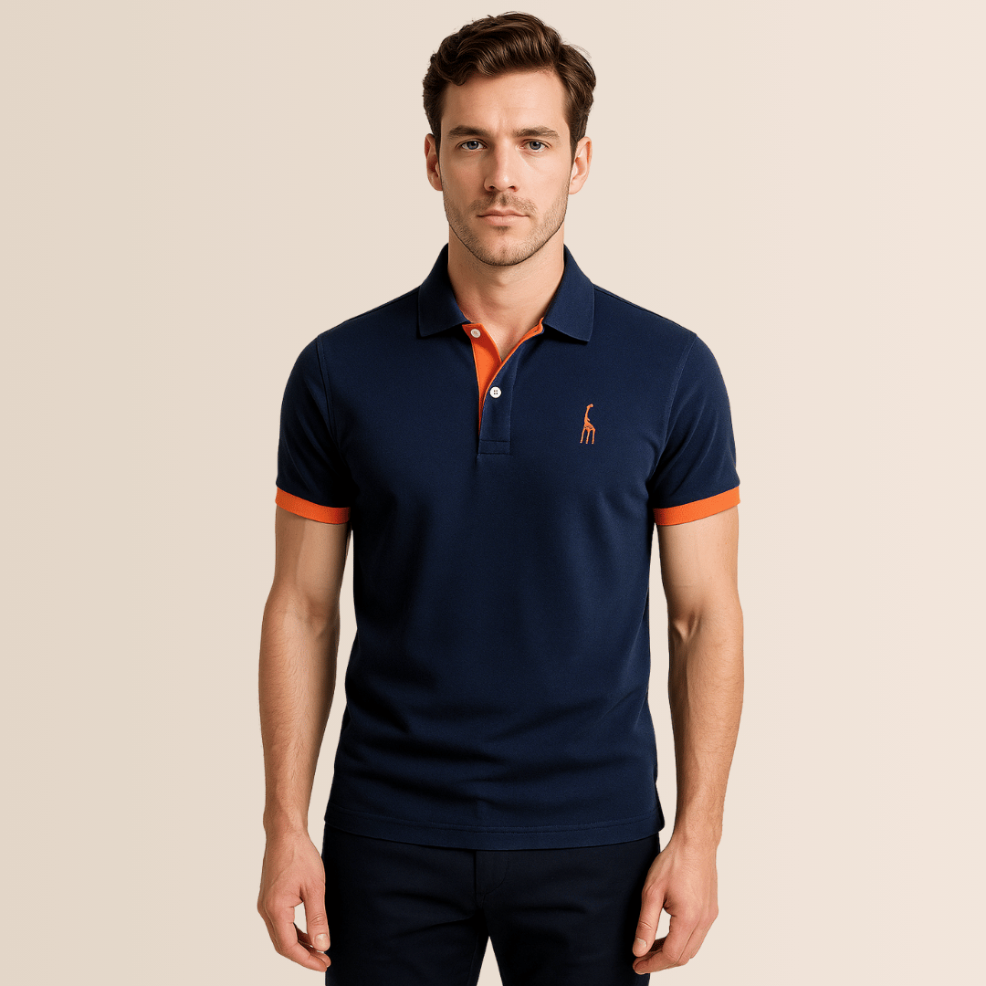 Heren poloshirt met opstaande kraag, modern design, comfortabel voor lente/zomer.