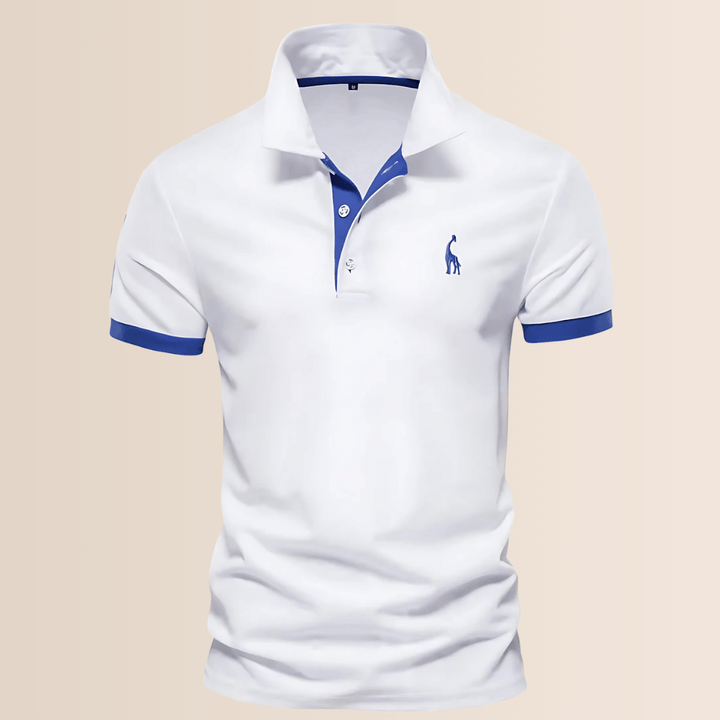 Modern effen heren poloshirt met korte mouwen en opstaande kraag, perfect voor casual look.