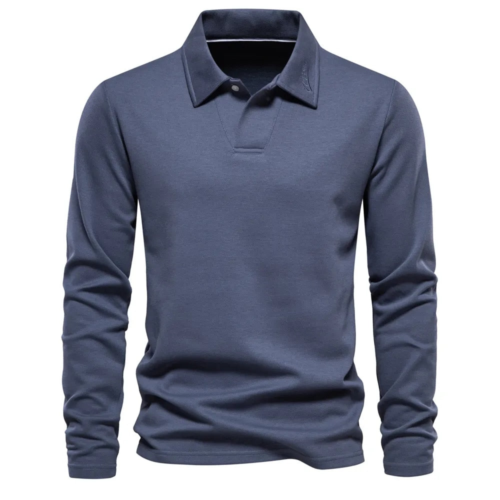 Heren polotrui met lange mouwen, klassiek en comfortabel. Ideaal voor een stijlvolle casual look.