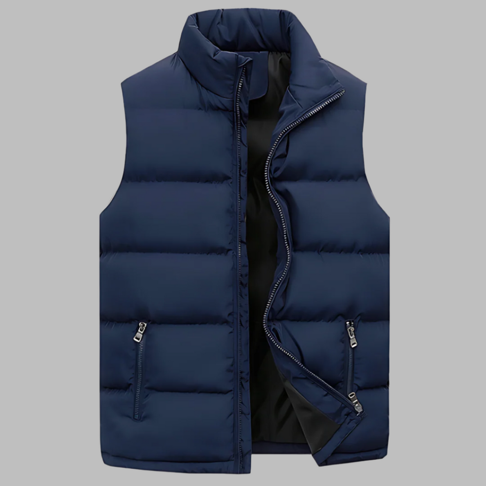 Gewatteerde heren bodywarmer met doorgestikt design, perfect als warm vest voor outdoor en casual mode.