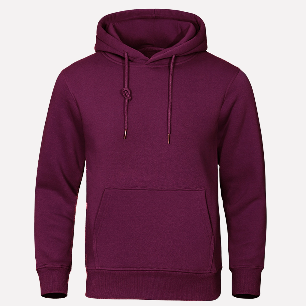 Heren pullover hoodie voor lente, herfst of koele zomeravonden, met kangoeroezak en capuchon.