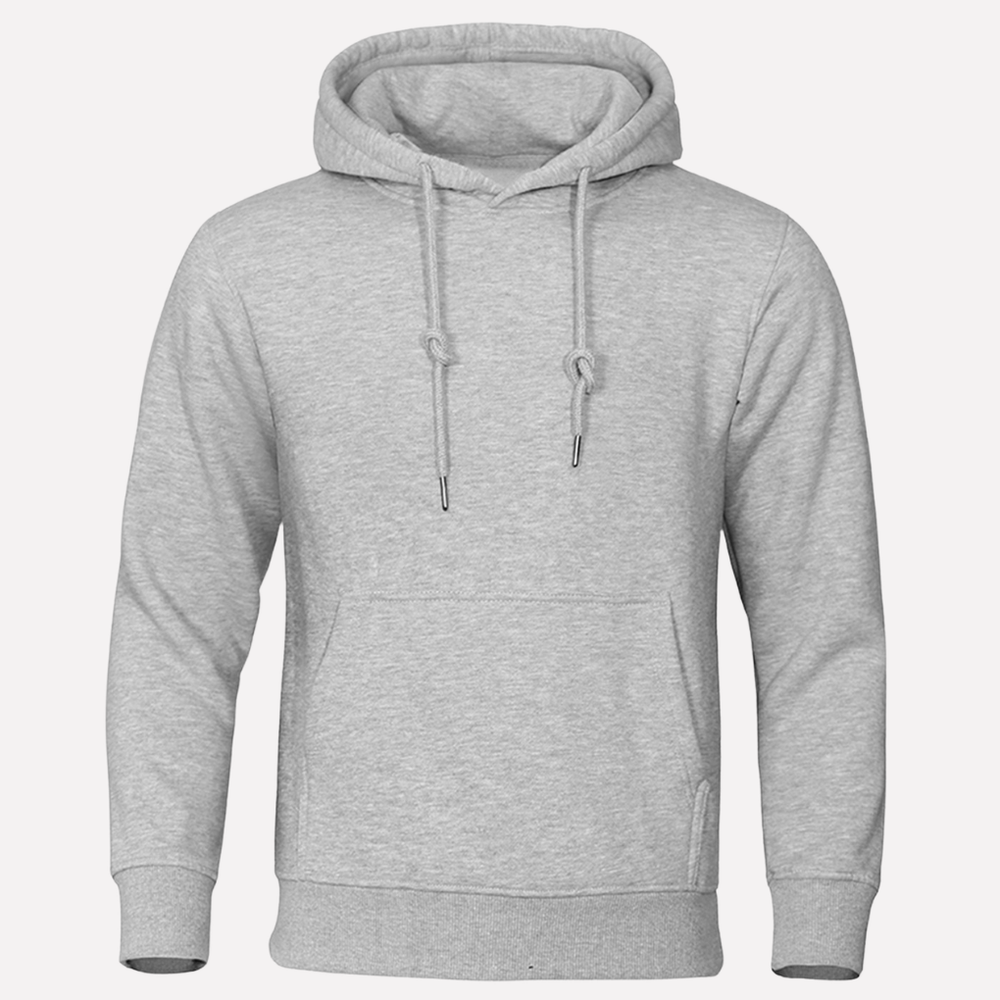 Comfortabele heren hoodie met zachte stof en ruime kangoeroezak, perfect voor ontspannen dagen.