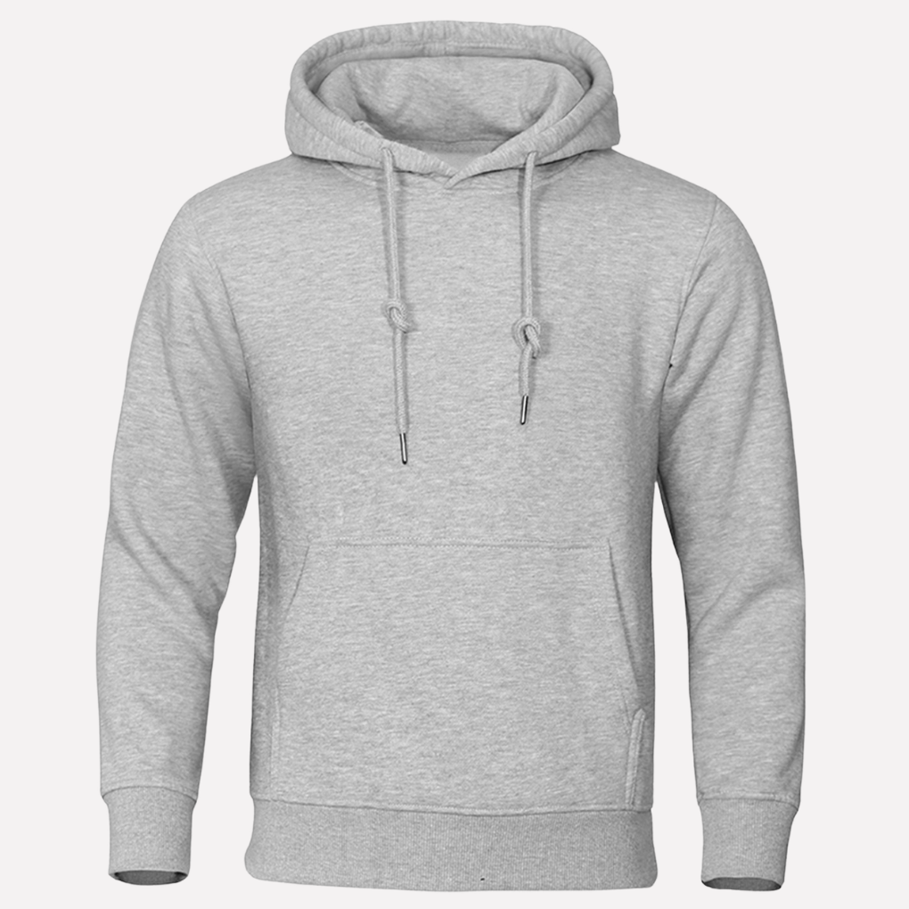 Comfortabele heren hoodie met zachte stof en ruime kangoeroezak, perfect voor ontspannen dagen.
