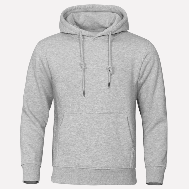 Comfortabele heren hoodie met zachte stof en ruime kangoeroezak, perfect voor ontspannen dagen.