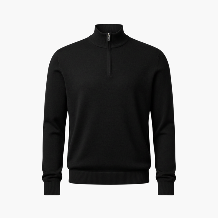 Heren pullover met kwart rits en geribbelde zoom in comfortabele casual stijl. Ideaal voor vrijetijd in de winter.