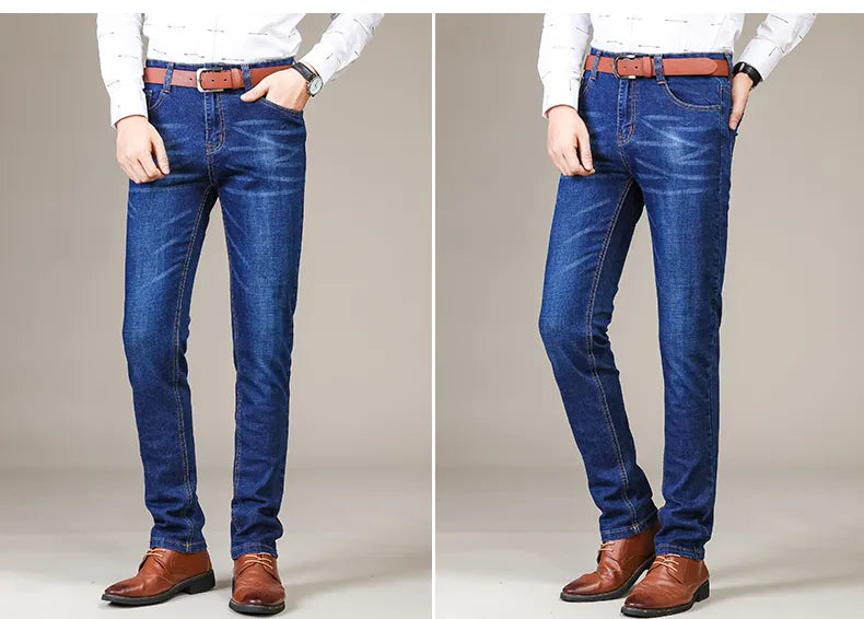 Dagelijkse heren rechte jeans, blauw, modieus en comfortabel voor elke gelegenheid.